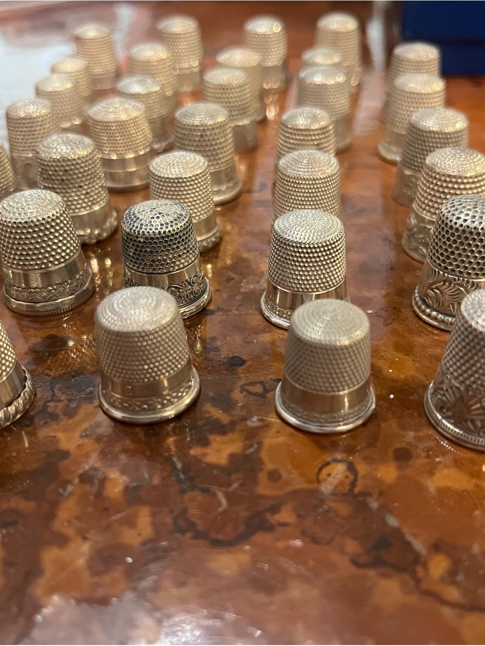 Assorted 34 count Sterling Silver Sewing Thimbles